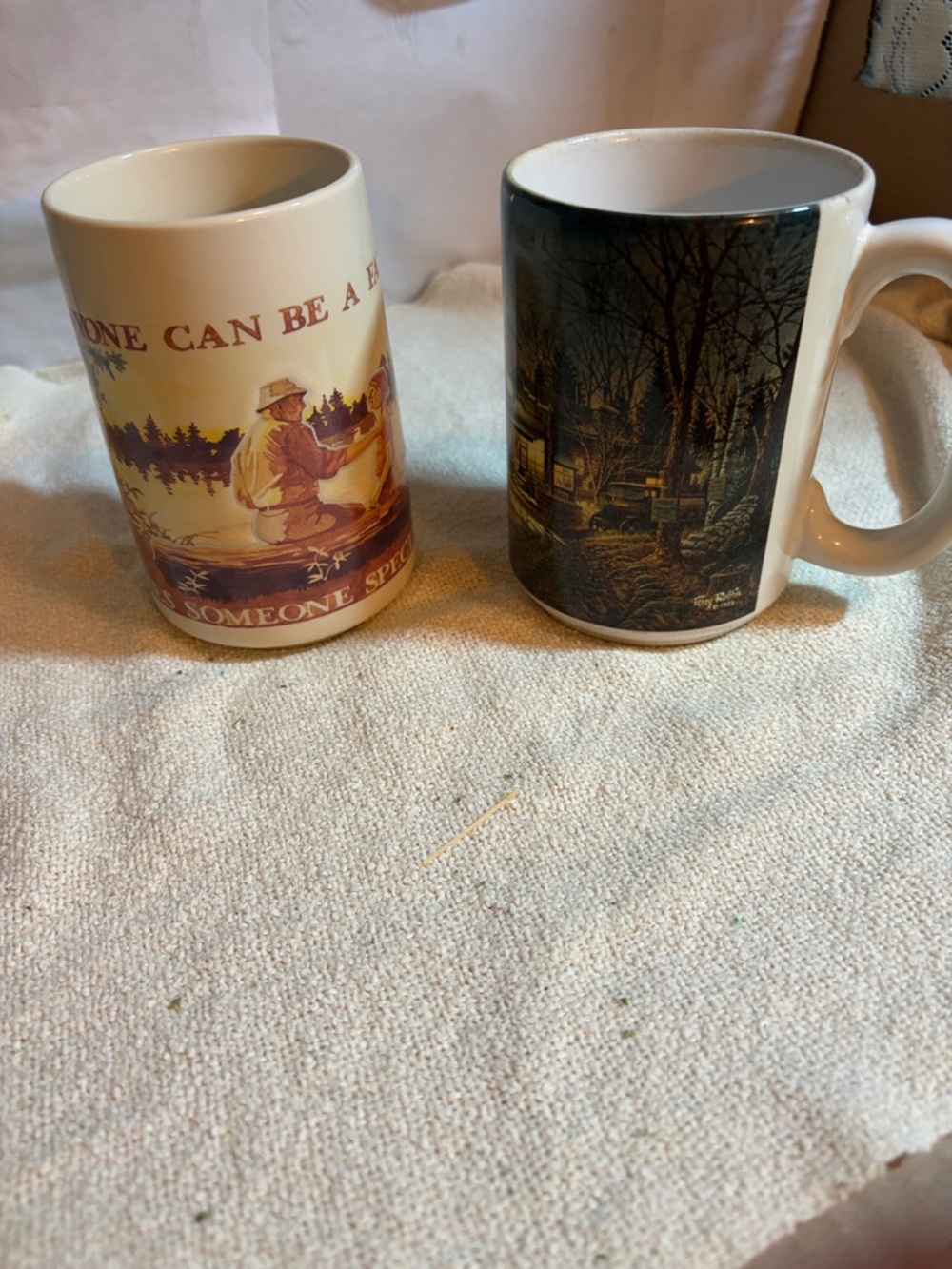 Vintage Outdoorsy Mug Set - Terry Redlin & Otagiri Japan Fishing